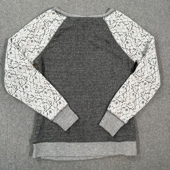 Philosophy Lace Raglan Sleeves Pullover Shirt Women's Small Heathered Gray Terry - Picture 8 of 8